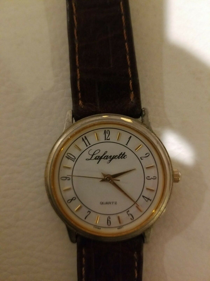 Lafayette Quartz Stainless Steel Wrist Watch with Leather Band