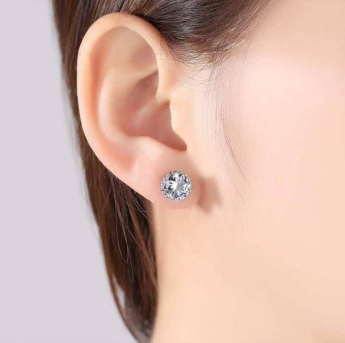Large Crown Shape Cubic Zirconia Stud Earrings - The Wedding Garter