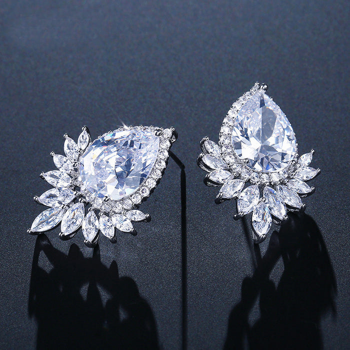 Large Statement Stud CZ Diamond Wedding Earrings - The Wedding Garter