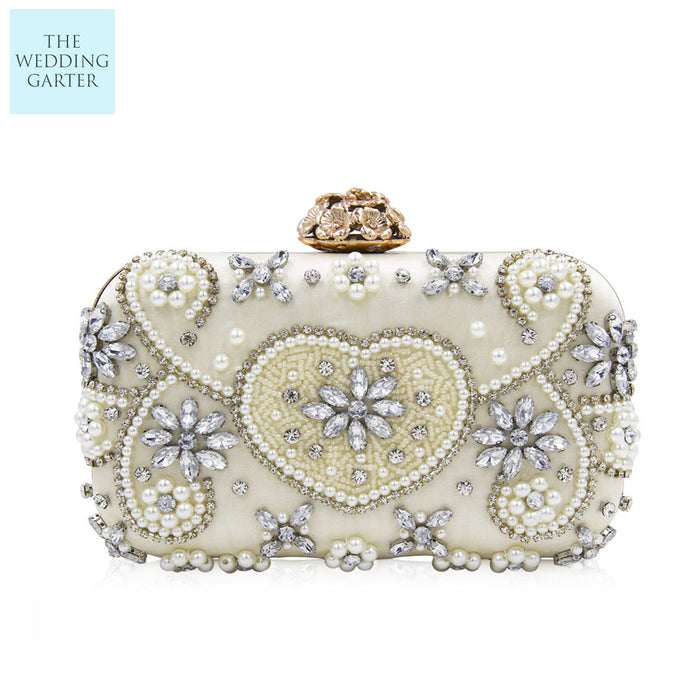 Lavender Satin Beaded Bridal Clutch - The Wedding Garter