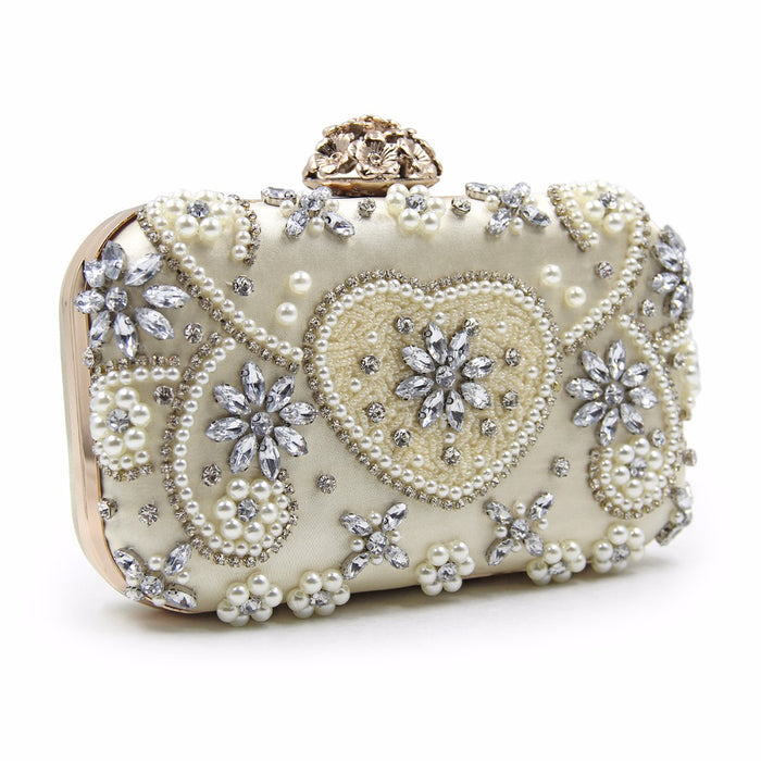Lavender Satin Beaded Bridal Clutch - The Wedding Garter
