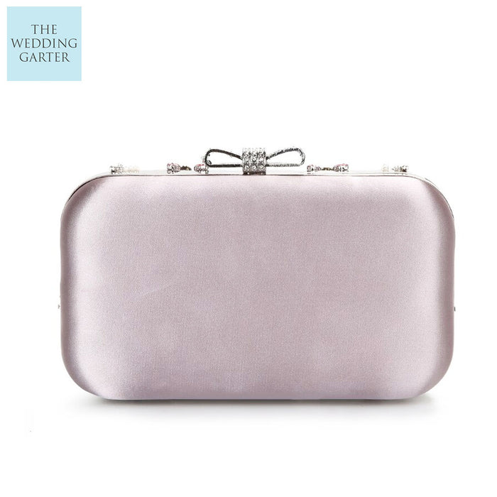 Lavender Satin Beaded Bridal Clutch - The Wedding Garter