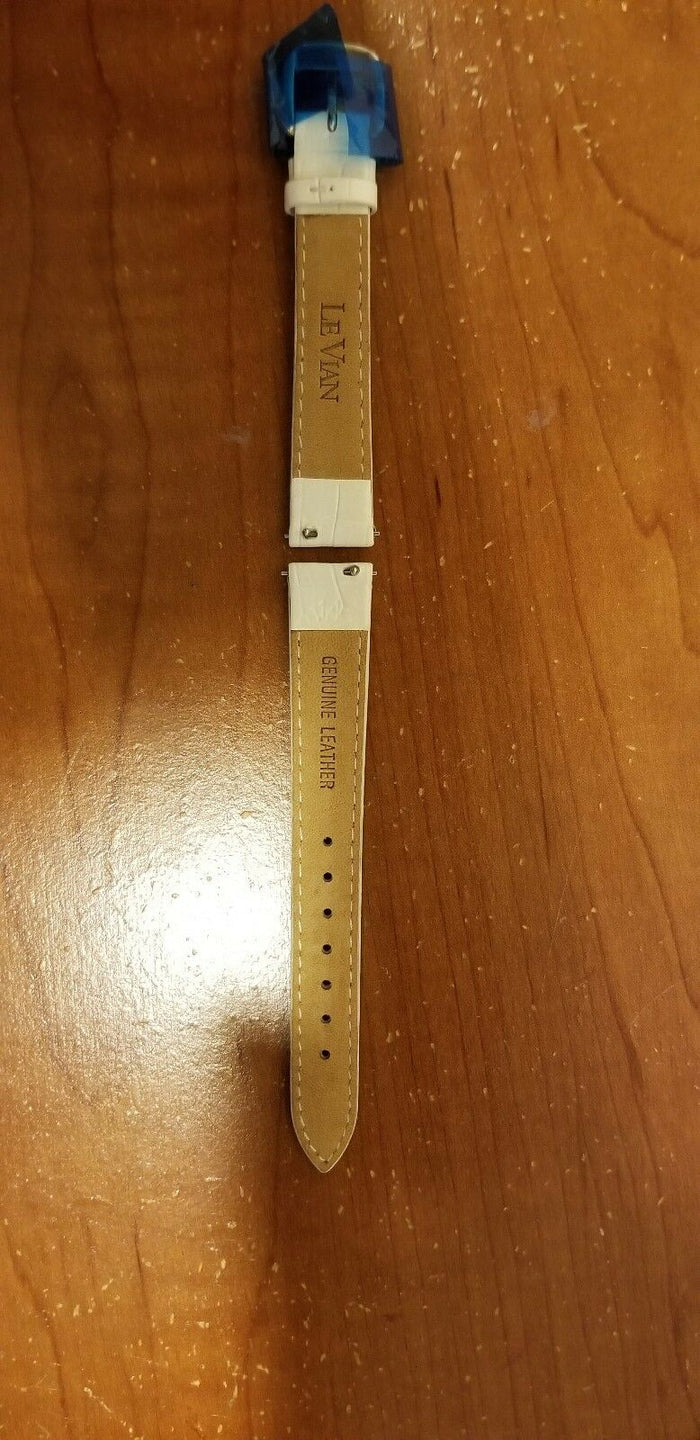 Le Vian Genuine Leather White watch band 14 mm. - Diamonds Sapphires Rubies Emeralds