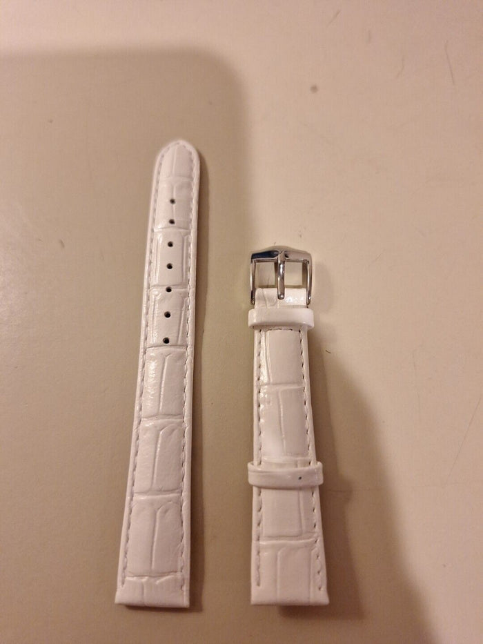 LE VIAN (LeVian) GENUINE LEATHER 14 MM WATCH STRAP ZAS 197 White  MISSING LUGS!! - Diamonds Sapphires Rubies Emeralds