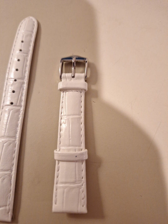 LE VIAN (LeVian) GENUINE LEATHER 14 MM WATCH STRAP ZAS 197 White  MISSING LUGS!! - Diamonds Sapphires Rubies Emeralds