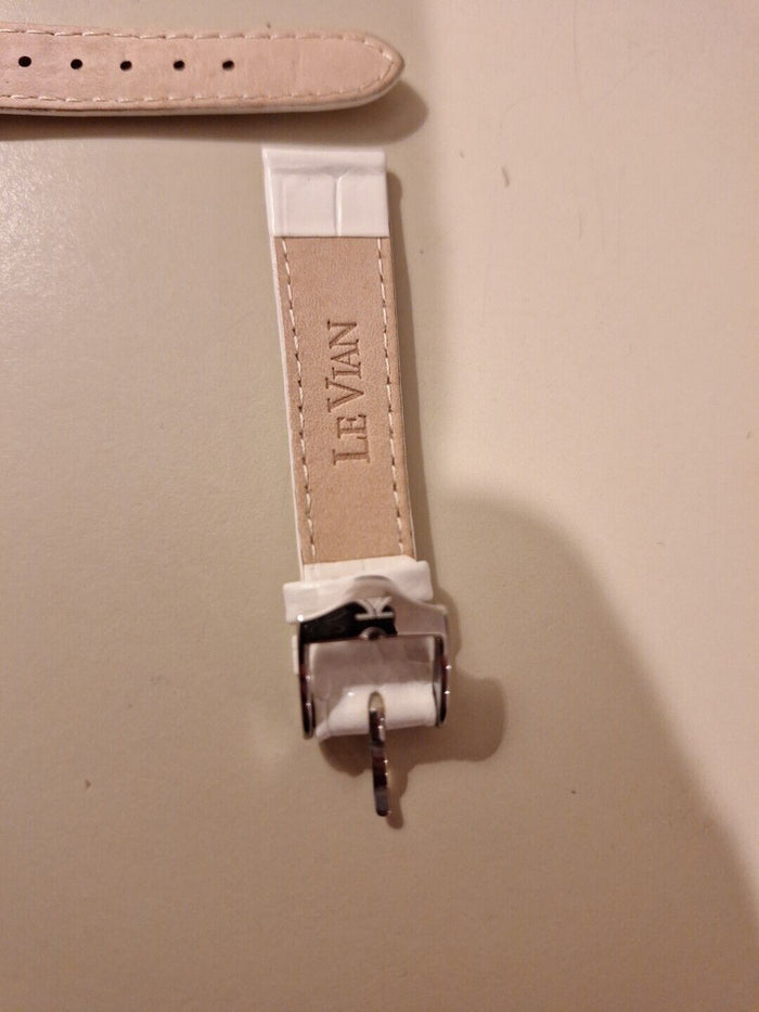 LE VIAN (LeVian) GENUINE LEATHER 14 MM WATCH STRAP ZAS 197 White  MISSING LUGS!! - Diamonds Sapphires Rubies Emeralds