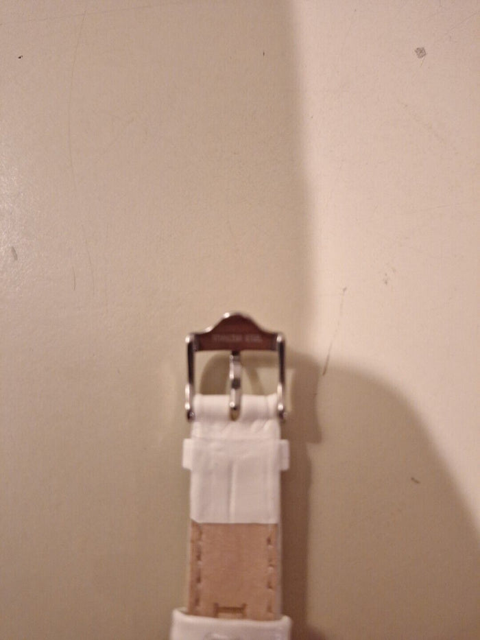 LE VIAN (LeVian) GENUINE LEATHER 14 MM WATCH STRAP ZAS 197 White  MISSING LUGS!! - Diamonds Sapphires Rubies Emeralds