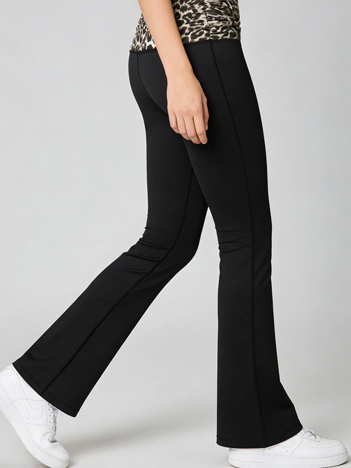 Leopard Print Contrast Color Flare Leggings