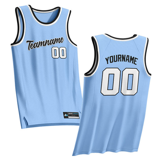 Light Blue-Black Custom Basketball Jersey
