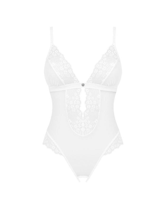 white crotchless bodysuit