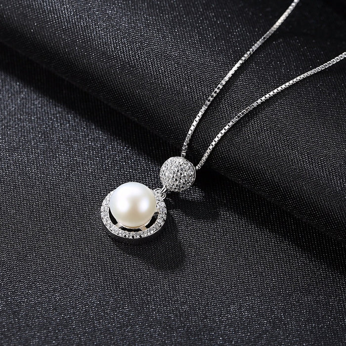 Luxury Black Pearl & CZ Pendant Necklace For Brides - The Wedding Garter