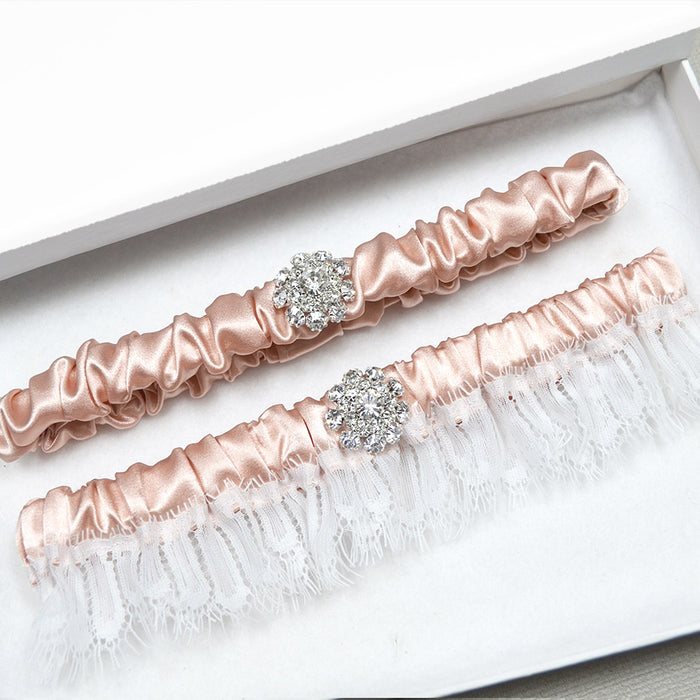 blush wedding garter