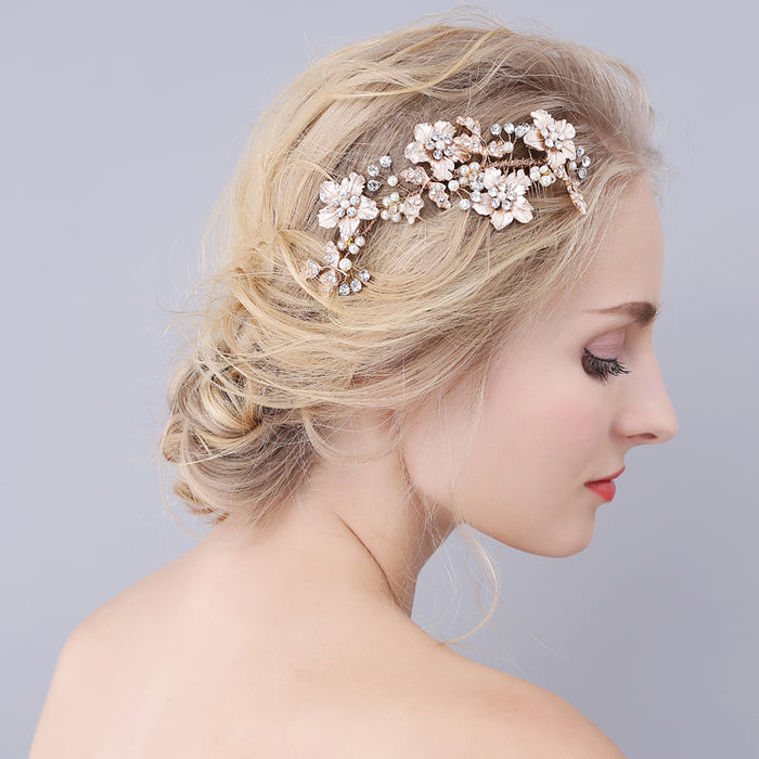 Luxury Crystal Silver Leaf Bridal Headpiece Comb - The Wedding Garter