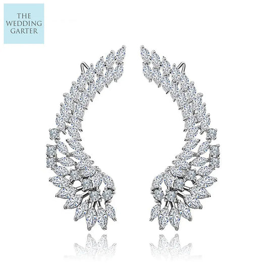 cubic zirconia angel wing earrings