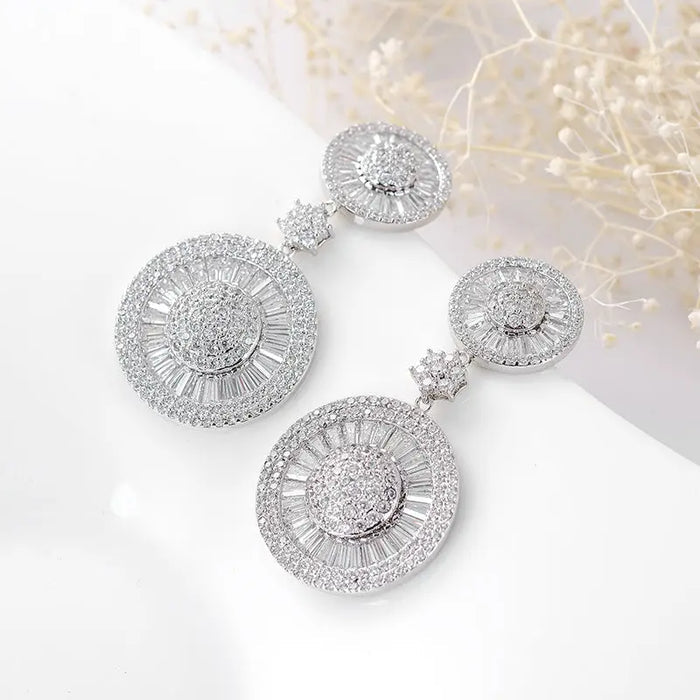 Luxury Cubic Zirconia Art Deco Style Long Dangle Earrings - The Wedding Garter