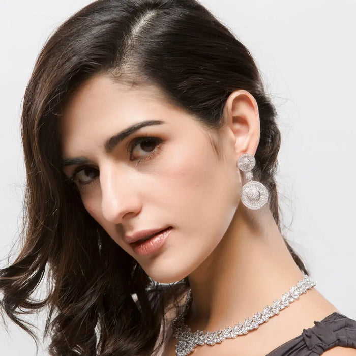 Luxury Cubic Zirconia Art Deco Style Long Dangle Earrings - The Wedding Garter
