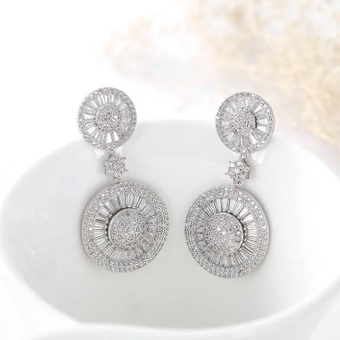 Luxury Cubic Zirconia Art Deco Style Long Dangle Earrings - The Wedding Garter
