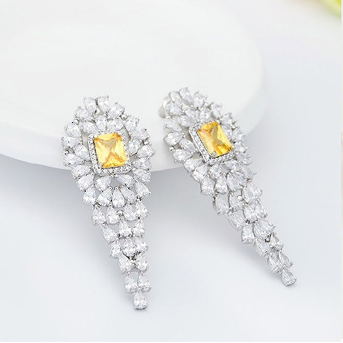 Luxury CZ Diamond Statement Bridal Earrings - The Wedding Garter