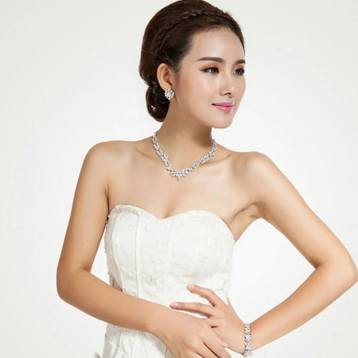 Luxury Designer CZ Diamond Silver Stud Earrings For Wedding - The Wedding Garter