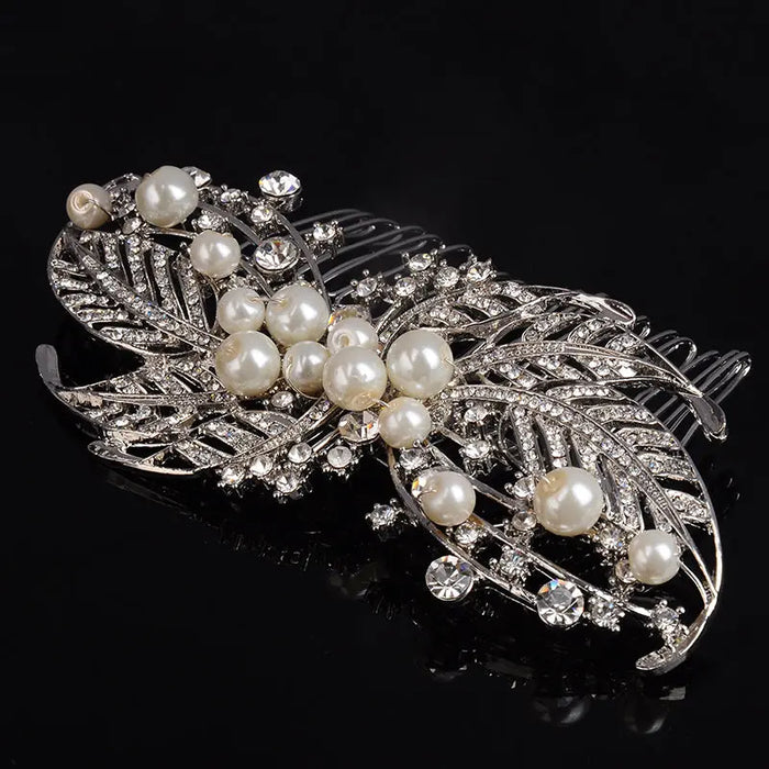 Luxury Designer Pearl and Crystal Wedding Headpiece Comb - The Wedding Garter