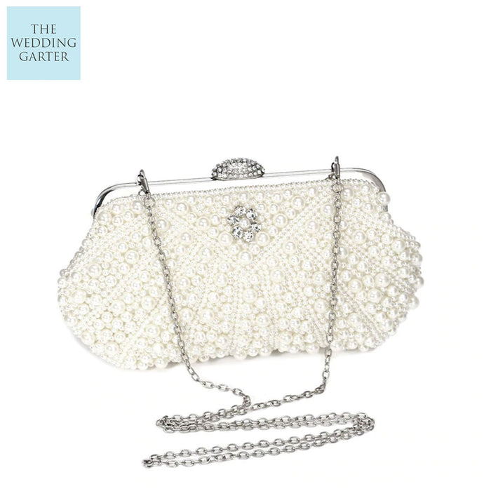 pearl wedding clutch