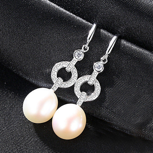 Luxury Freshwater Pearl & CZ Diamond Wedding Earrings - The Wedding Garter