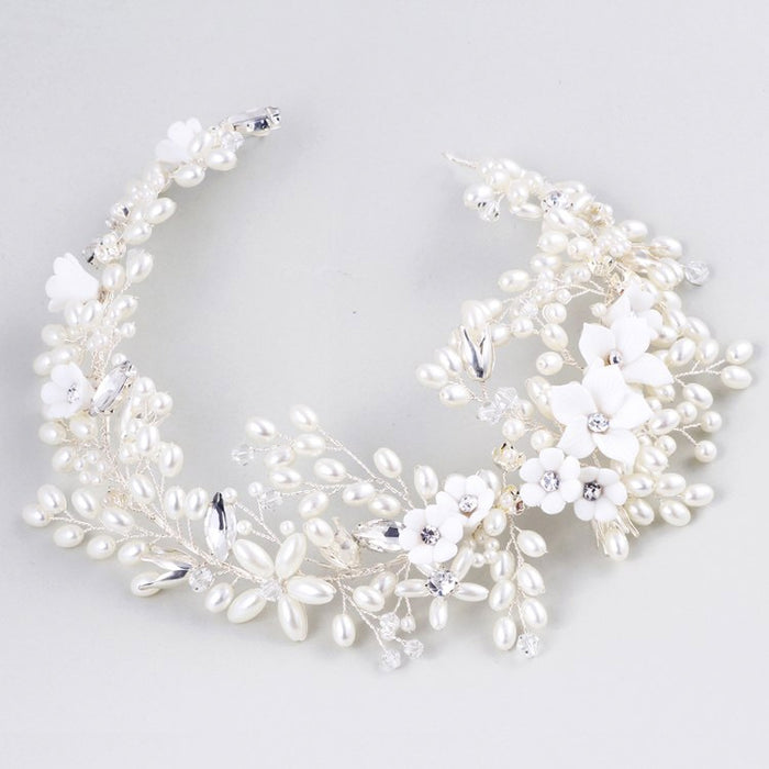 Luxury Full Pearl & Crystal Bridal Headpiece Crown - The Wedding Garter