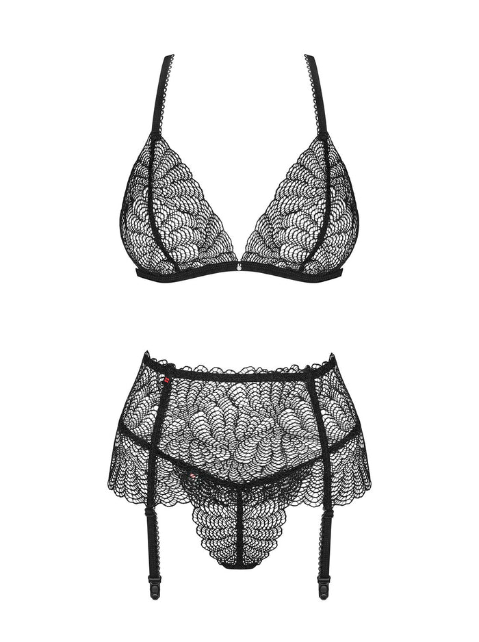 Luxury Lace 3 Piece Bra & Garter Belt Set - The Wedding Garter