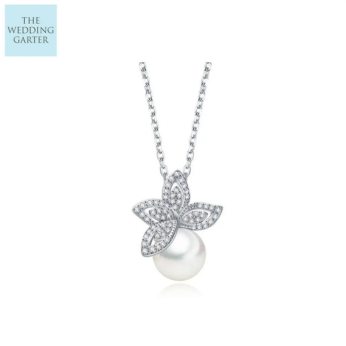 diamond and pearl wedding necklace