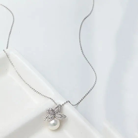 Luxury Pearl & Cubic Zirconia Wedding Necklace For Bridal Jewellery - The Wedding Garter