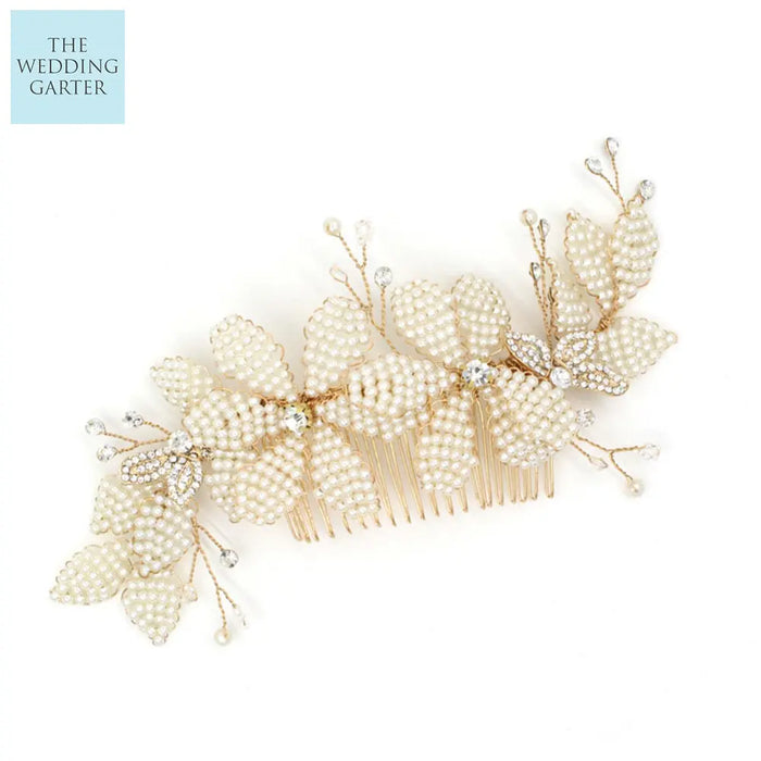 Luxury Pearl Encrusted Handmade Wedding Hair Comb For Brides - The Wedding Garter