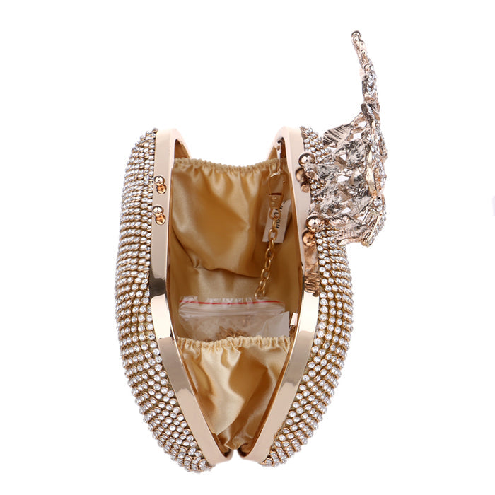 Luxury Silver Leaf Rhinestone Evening Bag Clutch - The Wedding Garter
