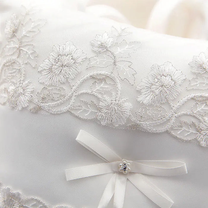 Luxury Soft Satin & Lace Vintage Lace Ring Bearer Pillow - The Wedding Garter