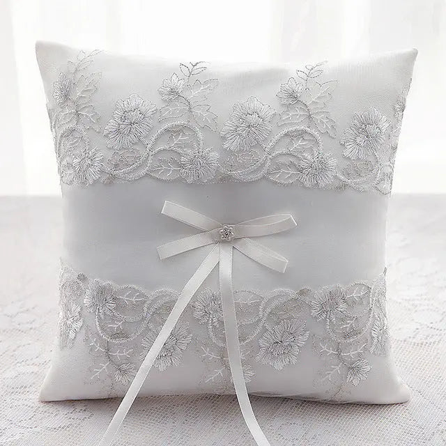 Luxury Soft Satin & Lace Vintage Lace Ring Bearer Pillow - The Wedding Garter