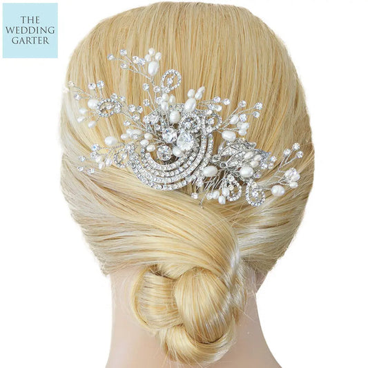 large pearl bridal headpiece gold coast