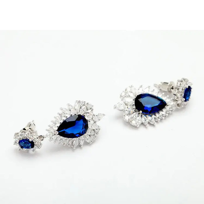 Luxury Vintage Something Blue CZ Earrings For Wedding - The Wedding Garter