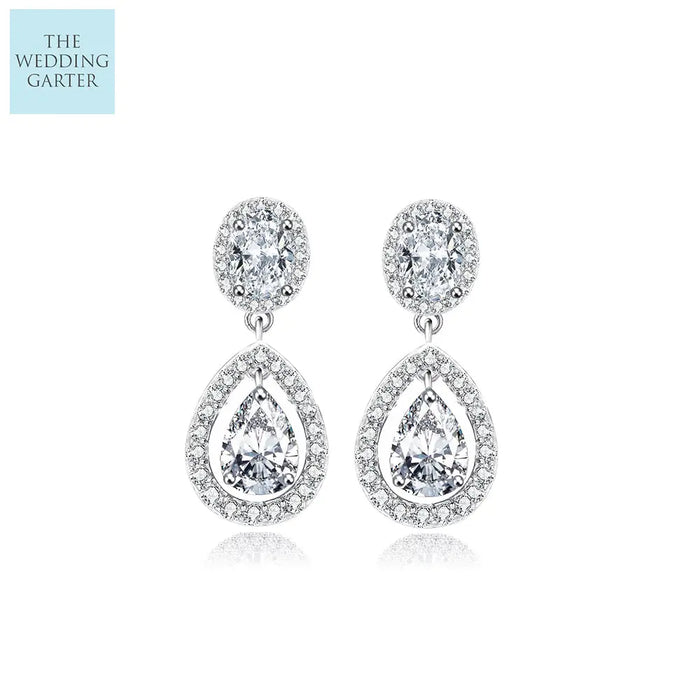 Luxury Water Drop Cubic Zirconia Women's Bridal Earrings - The Wedding Garter