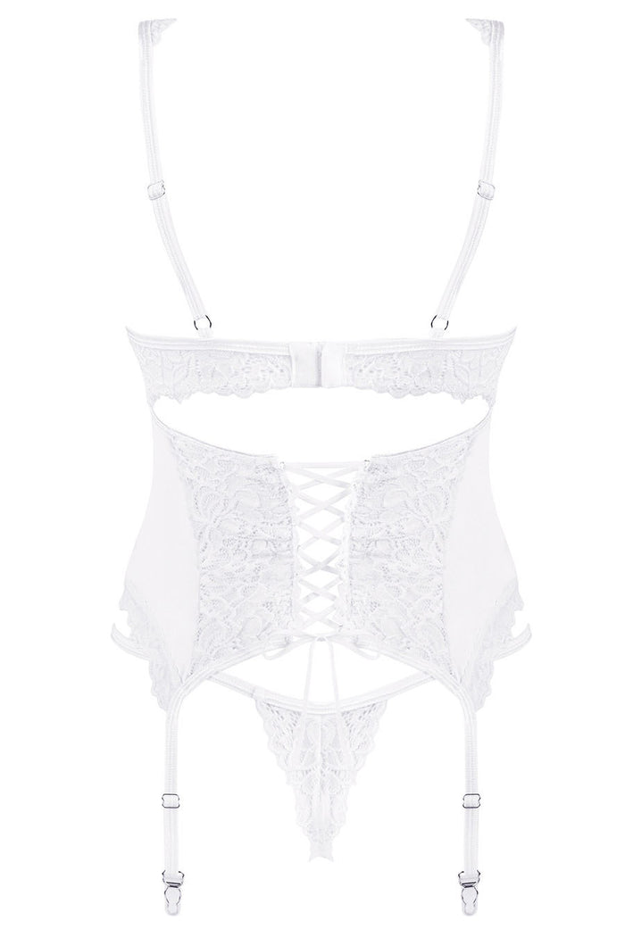 Luxury White Lace & Satin Bustier Lingerie Set