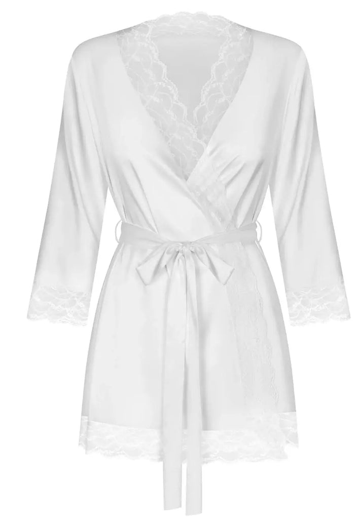 Luxury White Satin Bridal Peignoir Robe The Wedding Garter
