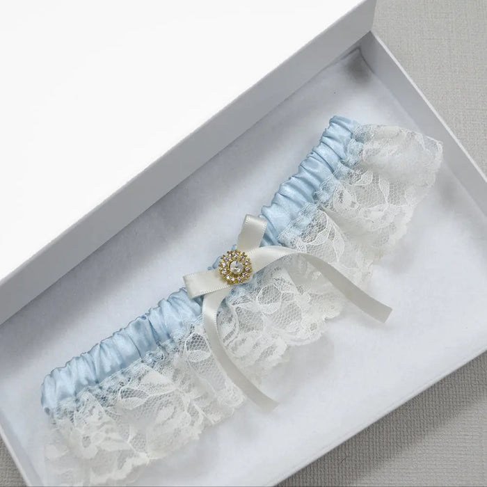 Maddison Blue & Ivory Vintage Bridal Garter Online - The Wedding Garter