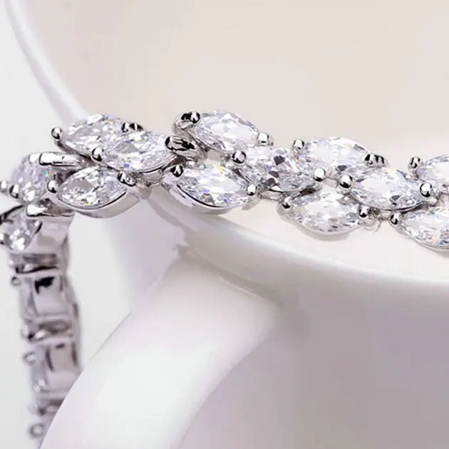 Marquise CZ Diamond Paved Luxury Wedding Bracelet - The Wedding Garter
