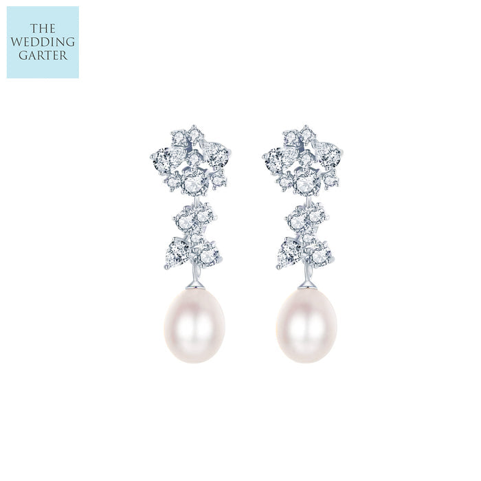 Mauve Pink Natural Pearl Bridal Earrings - The Wedding Garter