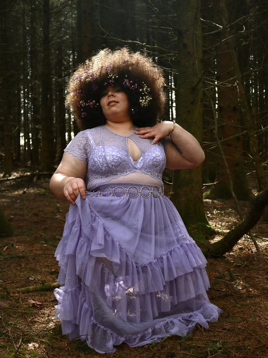 Maxi Mesh Skirt - Lavender Fields