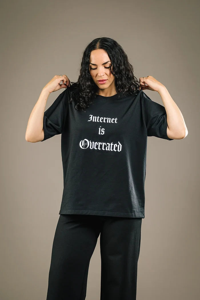 MERCEDES MORIN T-shirt Internet Is Overrated - Noir