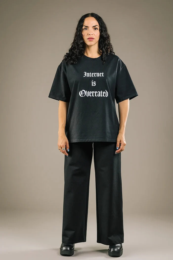 MERCEDES MORIN T-shirt Internet Is Overrated - Noir