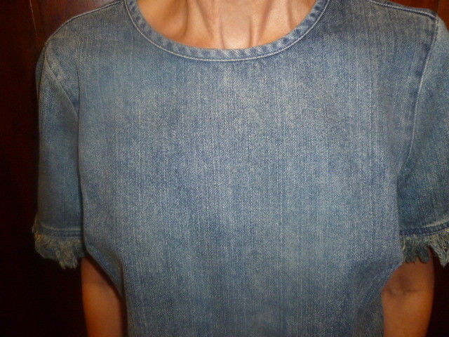 Michael Kors Lady's Denim 100% Cotton Size Small Top - Diamonds Sapphires Rubies Emeralds