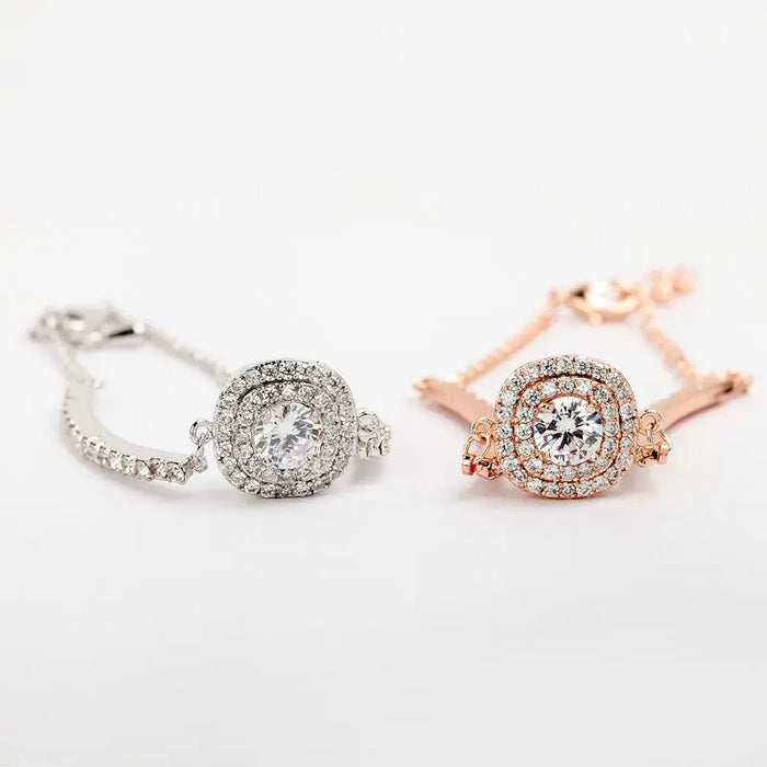 Micro Parve Cubic Zirconia Bracelet Rose Gold & Platinum Plated - The Wedding Garter