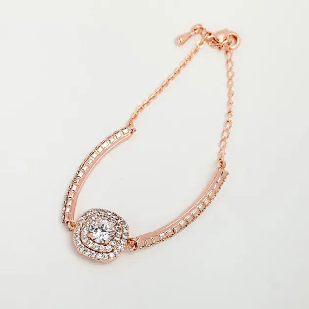 Micro Parve Cubic Zirconia Bracelet Rose Gold & Platinum Plated - The Wedding Garter