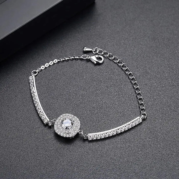 Micro Parve Cubic Zirconia Bracelet Rose Gold & Platinum Plated - The Wedding Garter