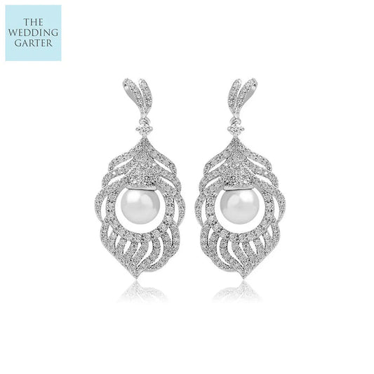 pearl and diamond drop earrings